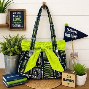 Seattle Seahawks Handmade Purse Bag Tote NFL Fan Blue Green Cotton Women's